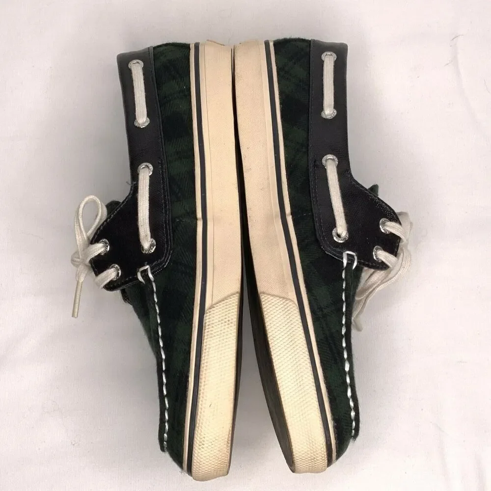 Sperry Top Sider Women's Plaid Boat Shoe Blue Green Size 8M